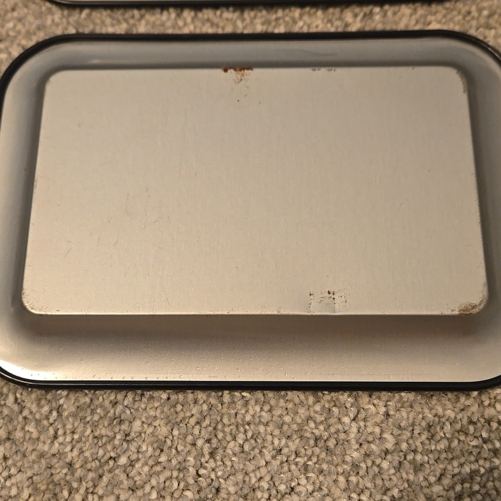 Vintage Bryan O Ohio Art Co Small Mini Tin Tray Set of 4 Black 6.75" x 4.75" USA - Picture 3 of 6